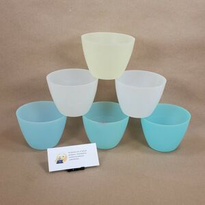 Vintage Set of 6 Tupperware Refridgerator Bowls # 148 Green White Yellow Plastic